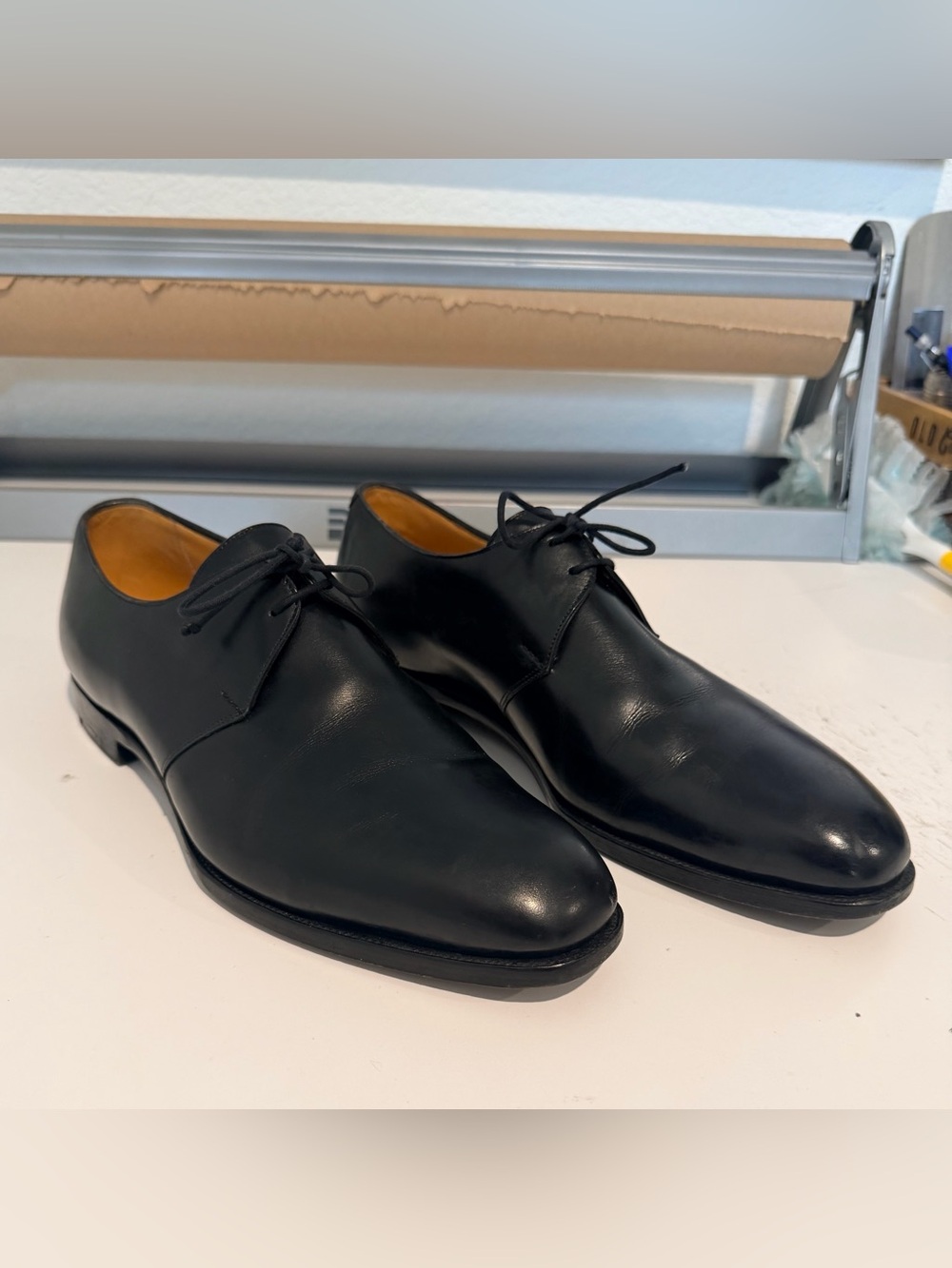 Edward Green Grosvenor Derby Shoes Men Size 8.5 Black Leather